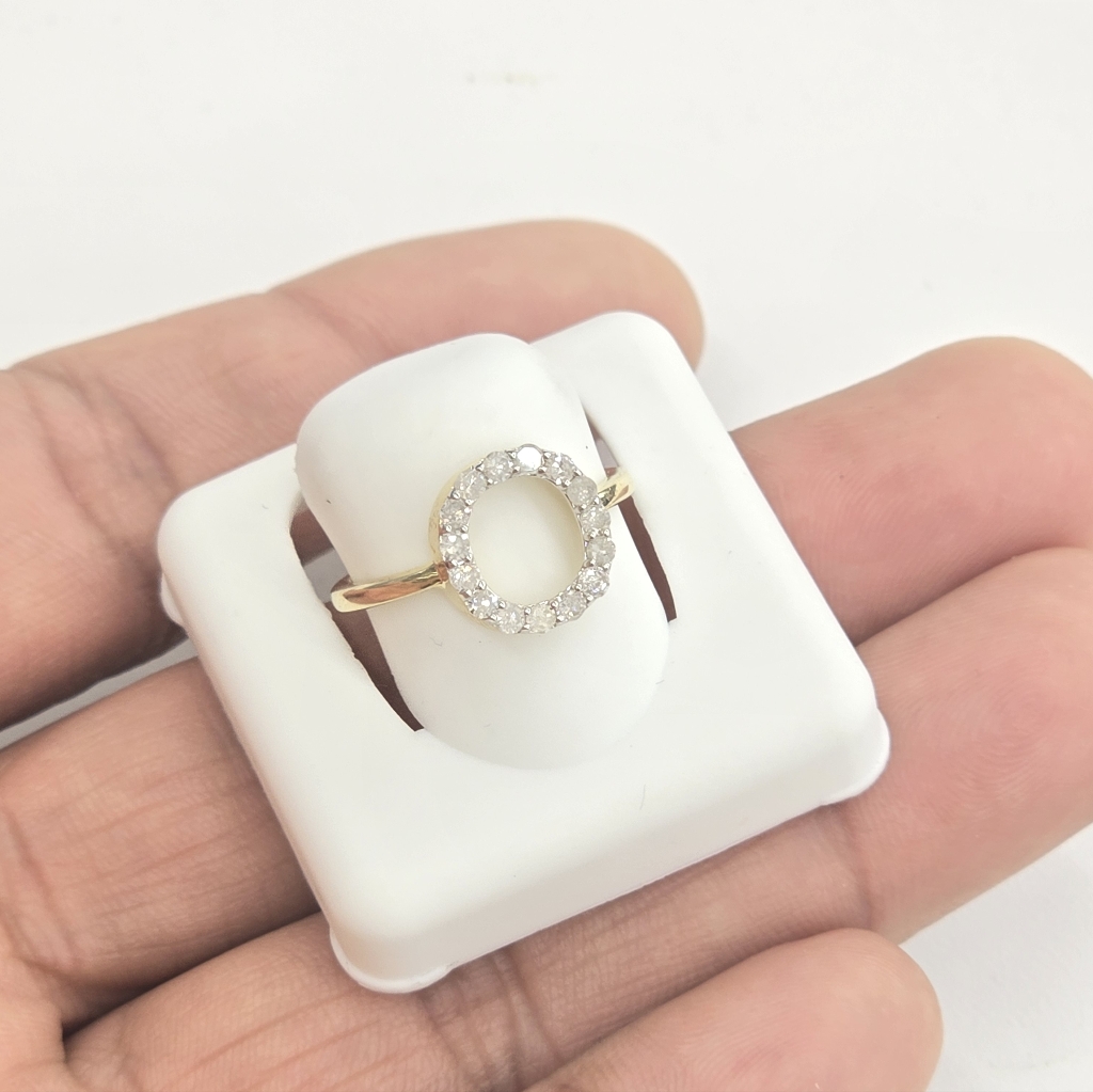 Real Diamond 10kt Gold Initial O Ring For Women